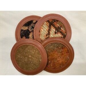 NEW Coaster Set • Leather + Woven
Fabric